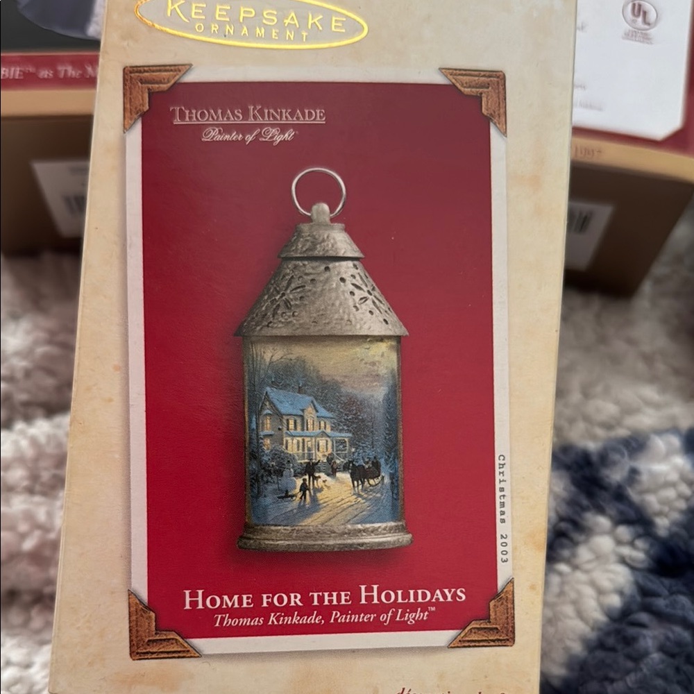 Thomas Kinkade Silver and Red Holiday Ornament